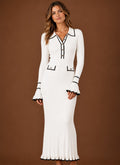 Amelie Ribbed Collared Maxi Dress for Women - Elegant Silhouette