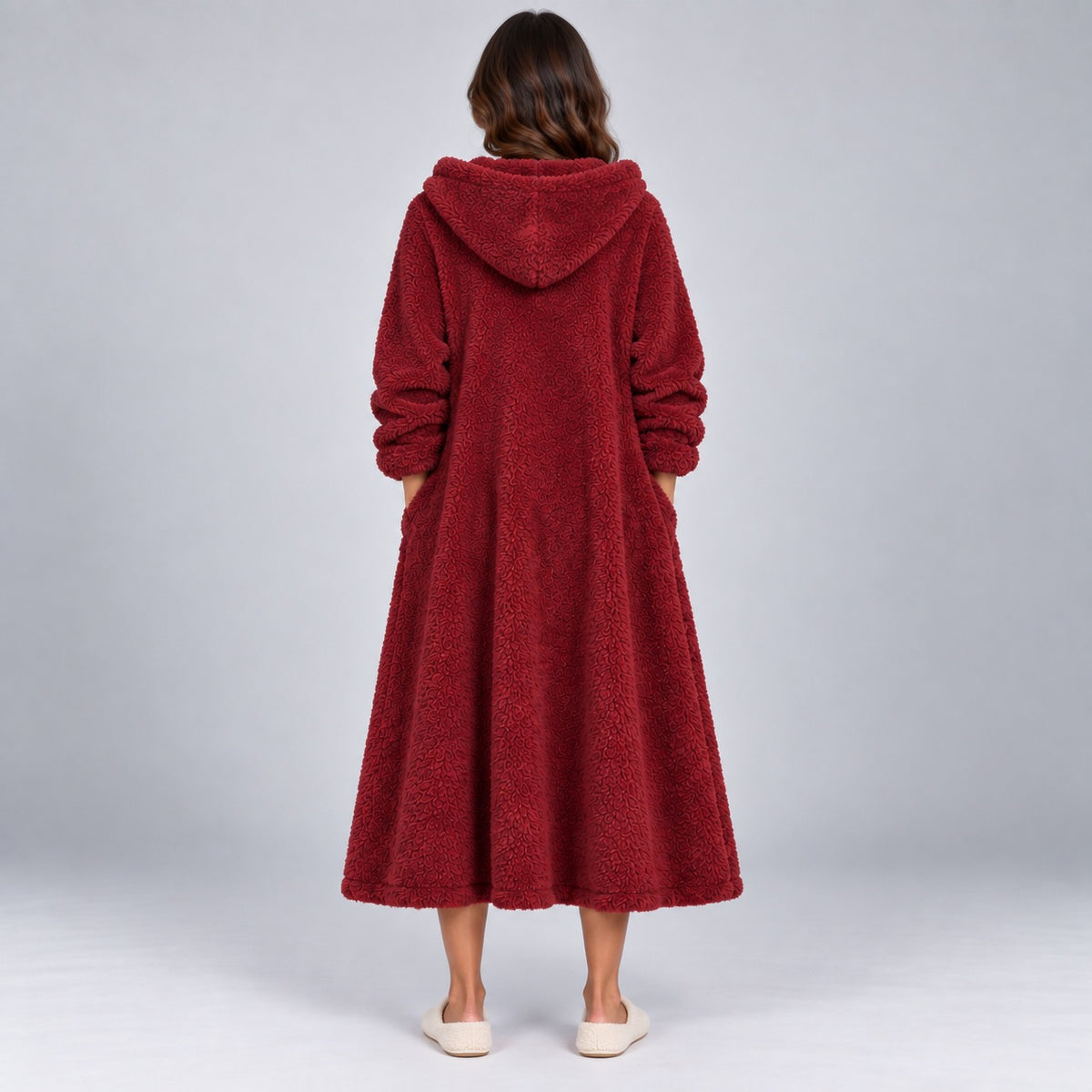 Feline Hooded Dress for Women - Cozy Midi