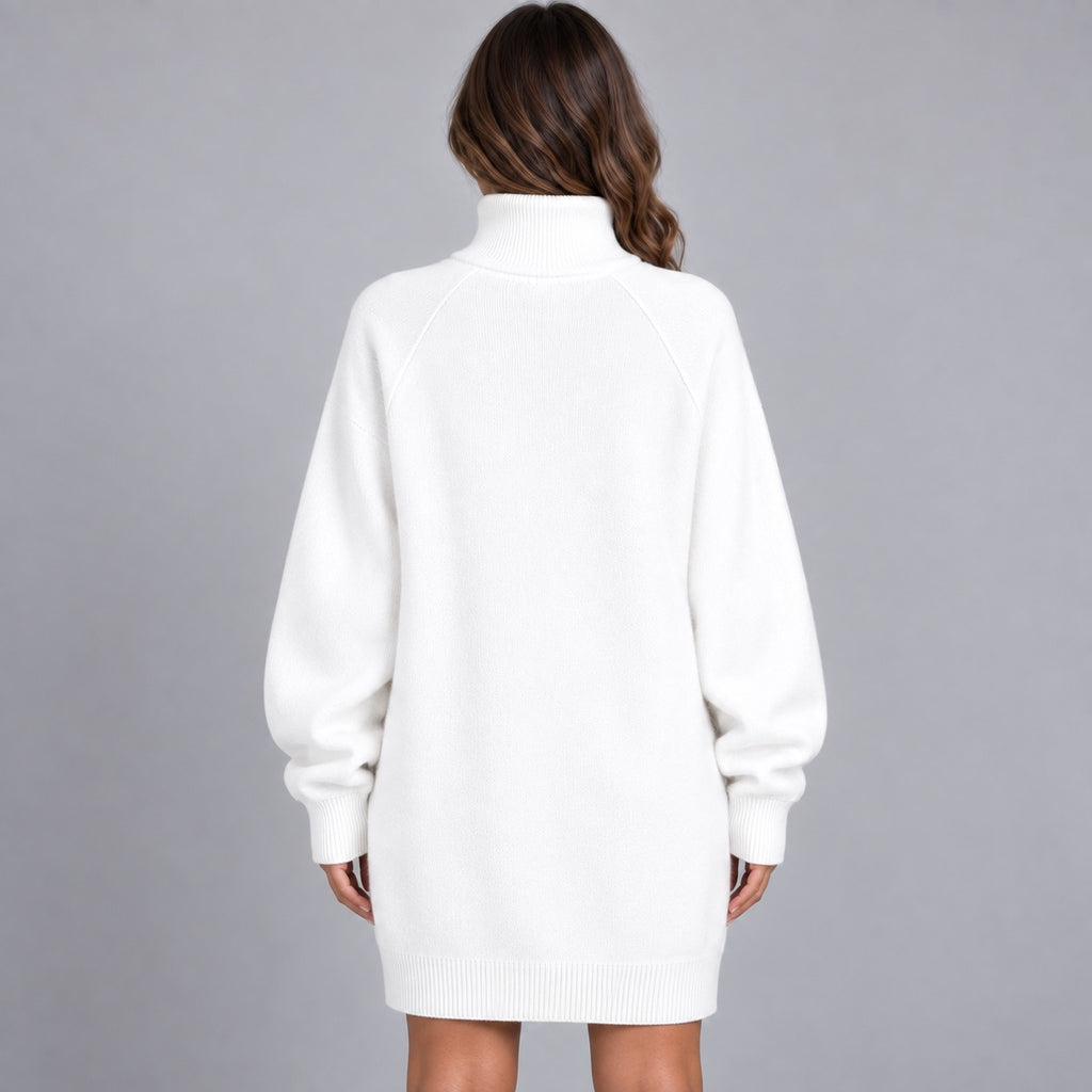 Isabel High-Neck Sweater Dress for Women - Oversized Fit