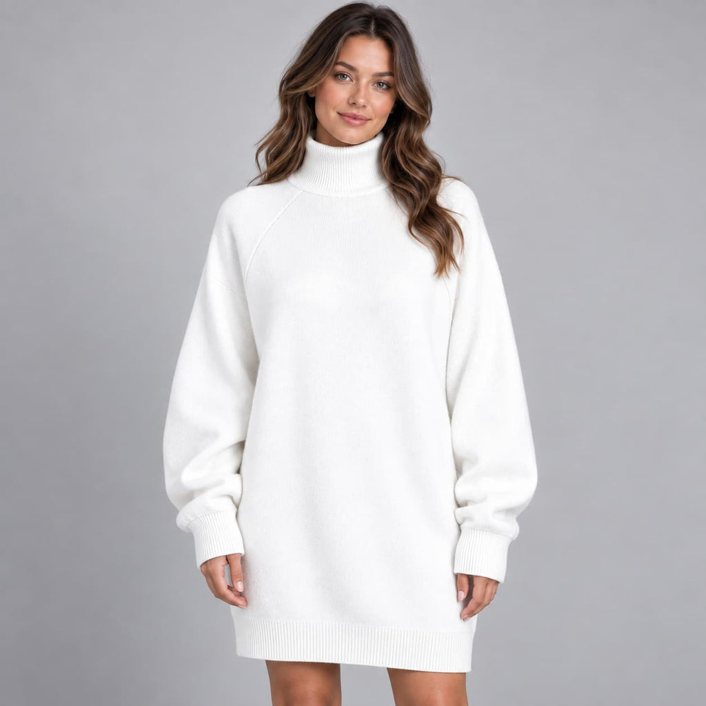 Isabel High-Neck Sweater Dress for Women - Oversized Fit