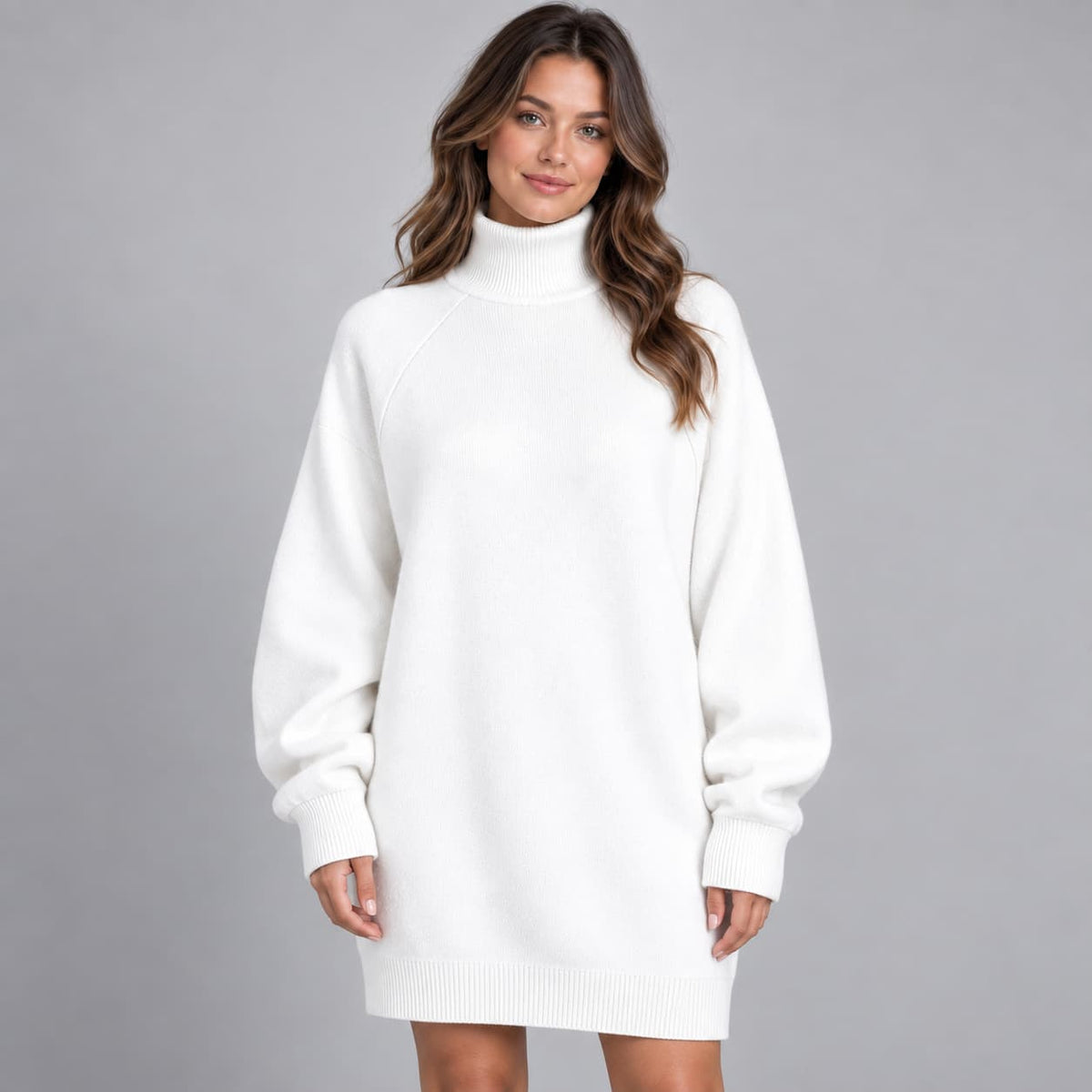 Isabel High-Neck Sweater Dress for Women - Oversized Fit