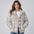 Lotte Check Shacket for Women - Hooded Button Front
