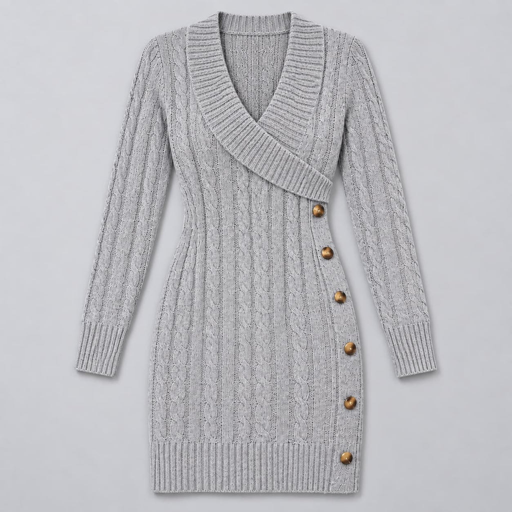 Mila Sweater Dress for Women - V-Neck Mini