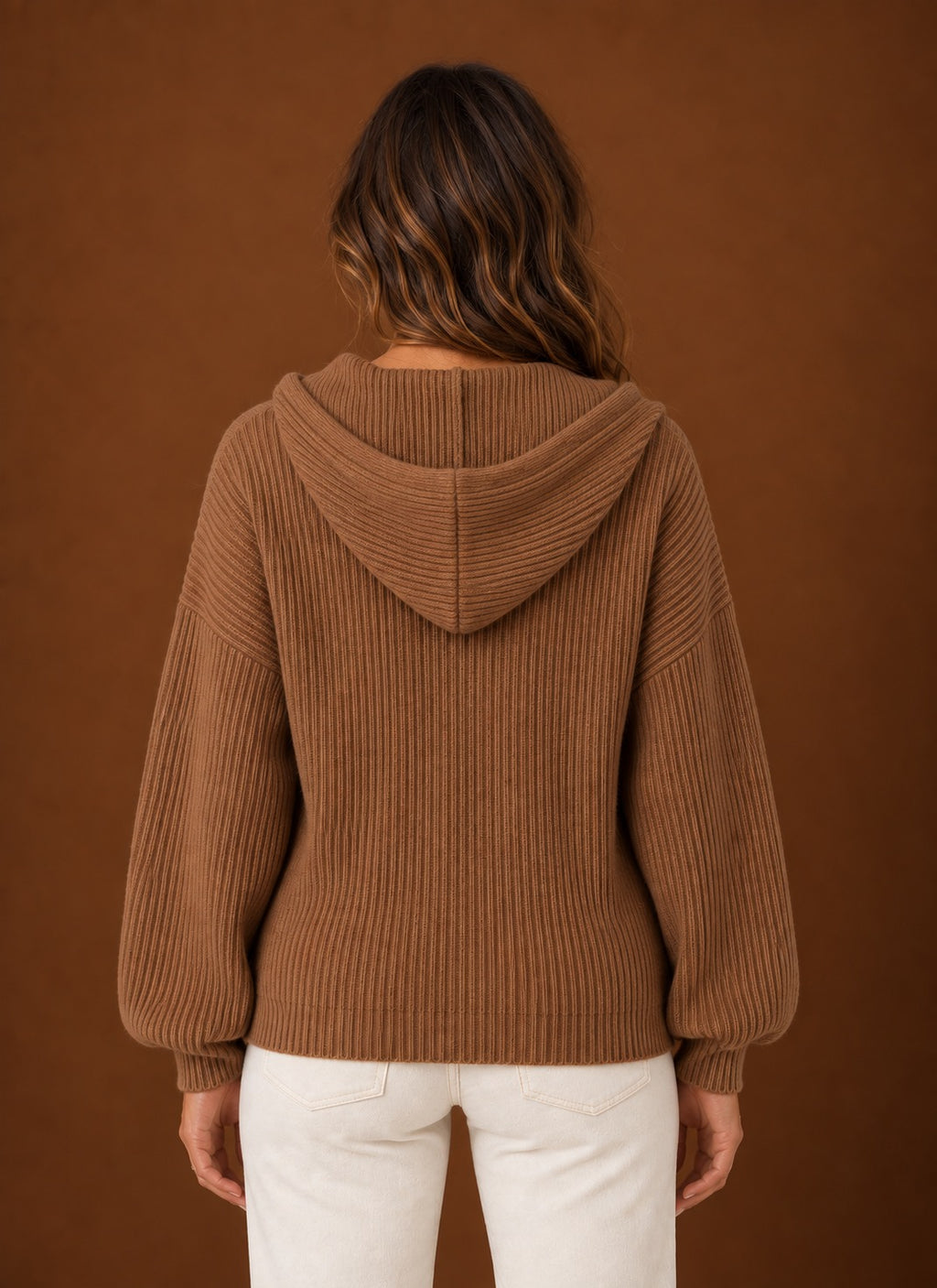 Sophie Hooded Cardigan for Women - Ribbed Button Front