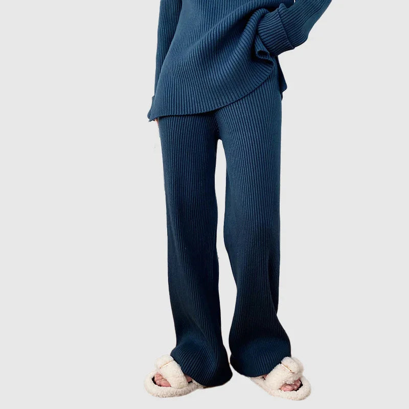 Knit Lounge Set with Ribbed Crew Neck Top — source product view