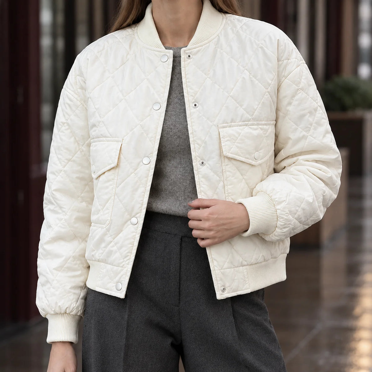 bomber jacket women – White