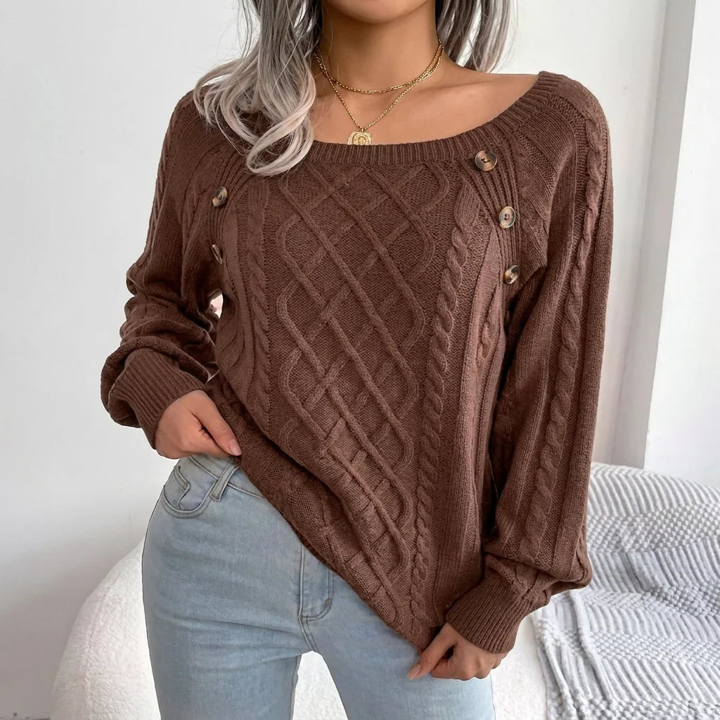 cable knit sweater – Brown