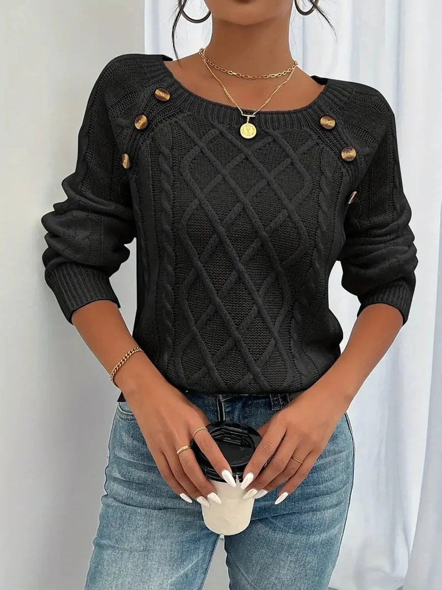 cable knit sweater – Black