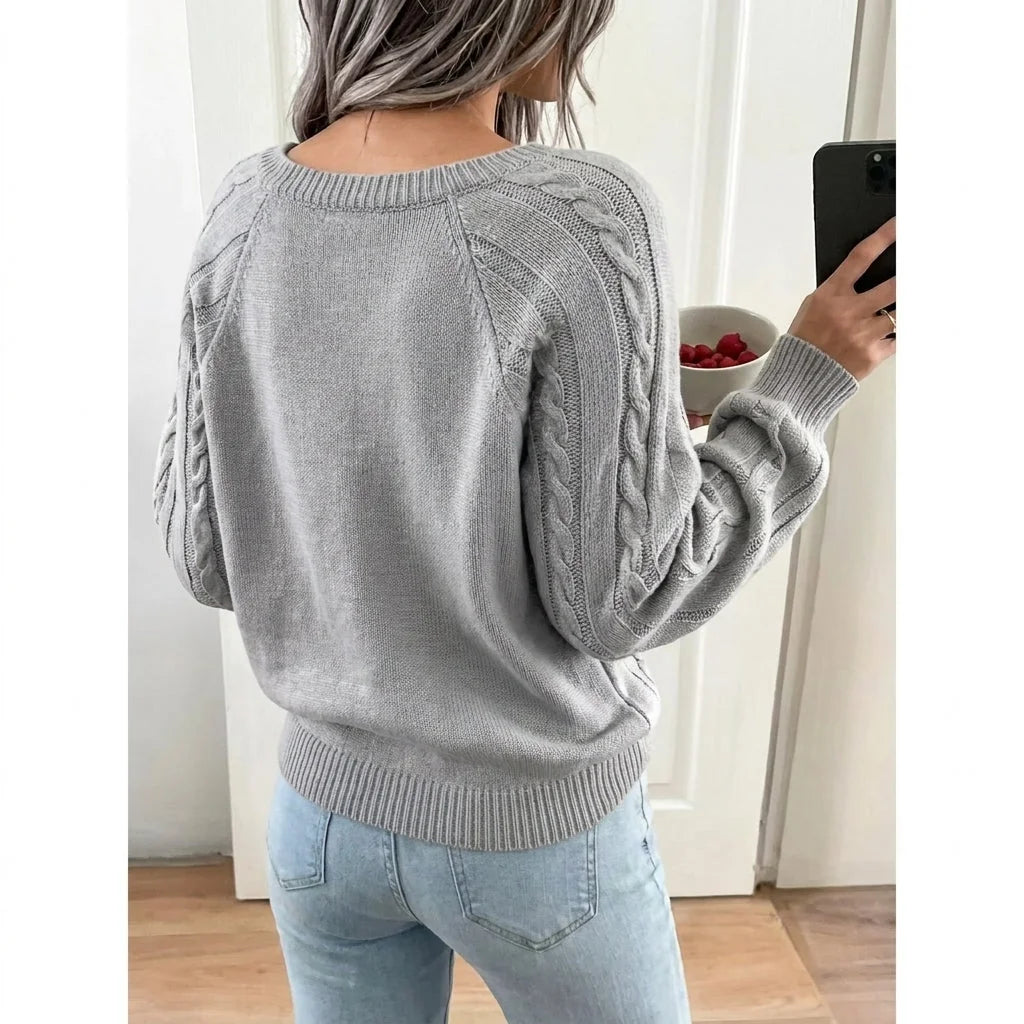 cable knit sweater – Black