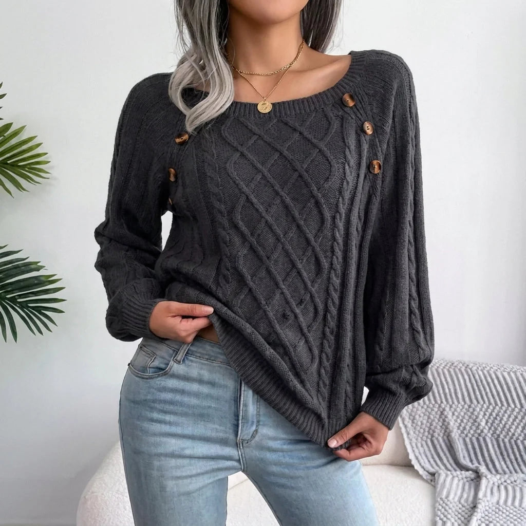 cable knit sweater – Black