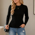 Cable Knit Sweater – Black Fitted Peplum