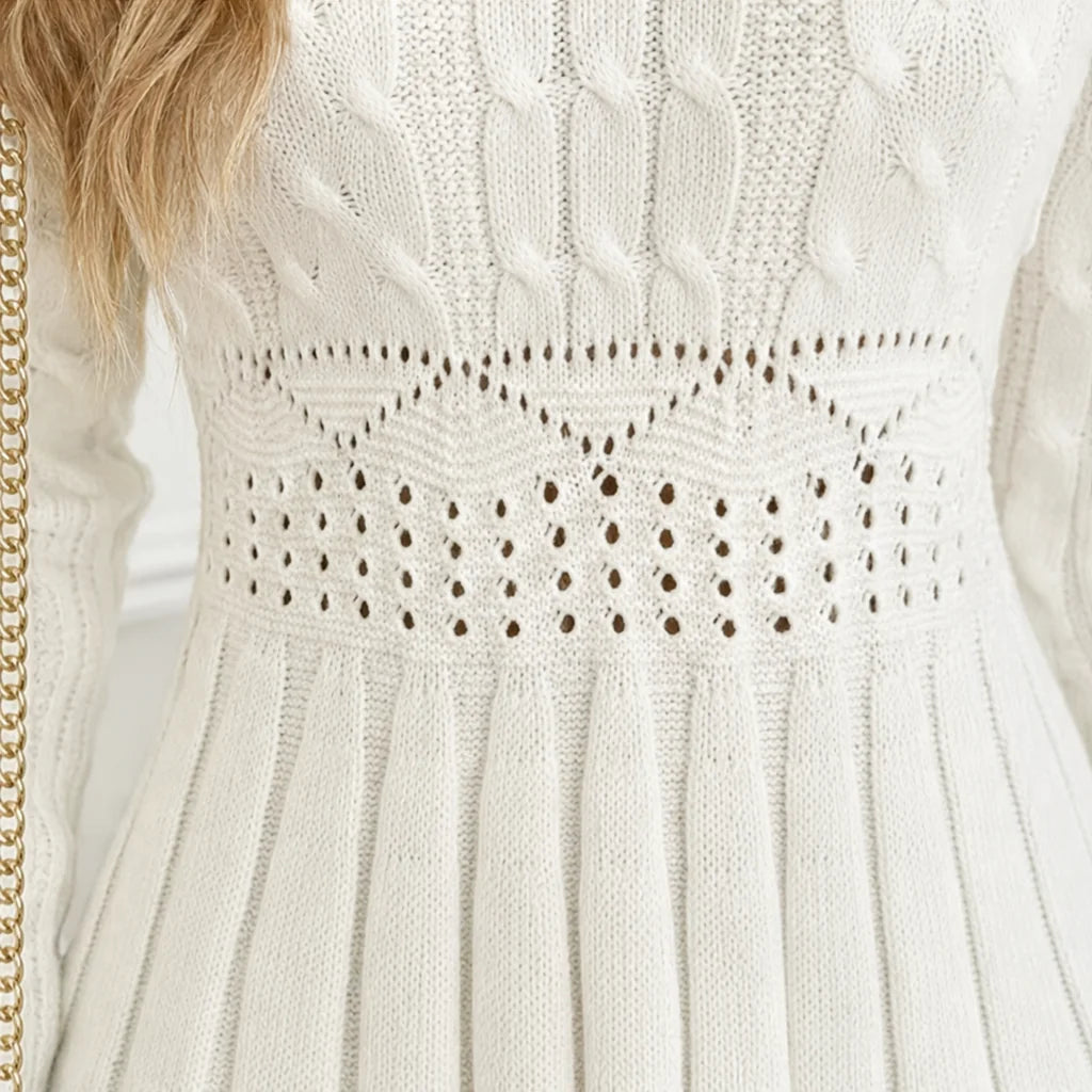 Cable Knit Sweater – Black Fitted Peplum