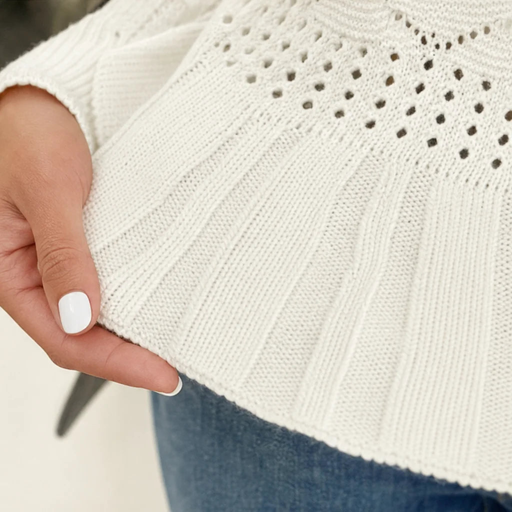 Cable Knit Sweater – Black Fitted Peplum