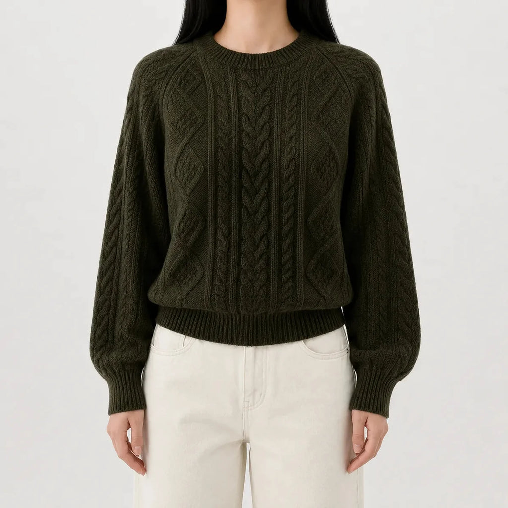 Cable Knit Sweater – Cream Crew Neck Knit Jumper