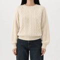 Cable Knit Sweater – Cream Crew Neck Knit Jumper