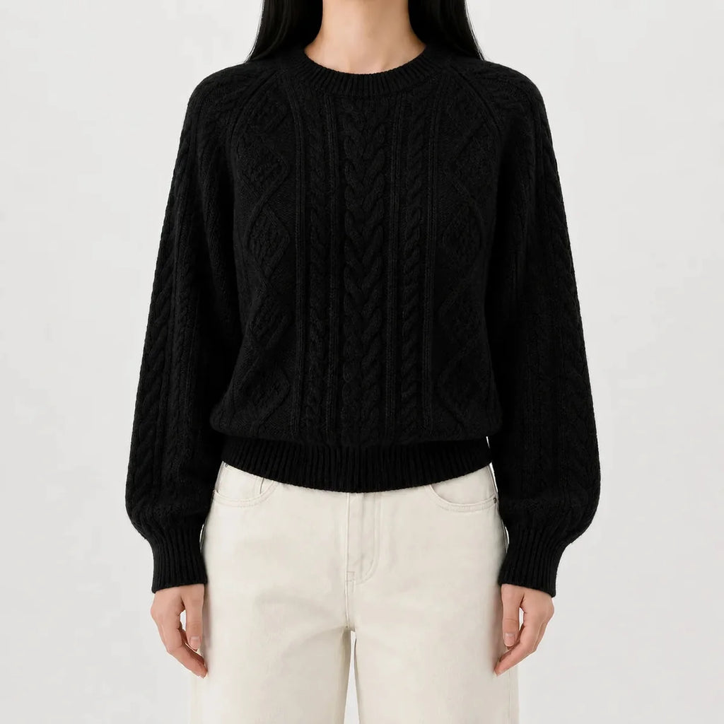 Cable Knit Sweater – Cream Crew Neck Knit Jumper
