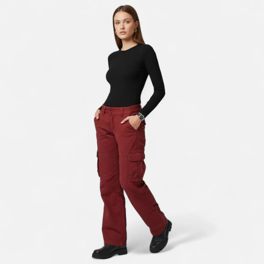 Cargo Pants – Burgundy Straight Leg
