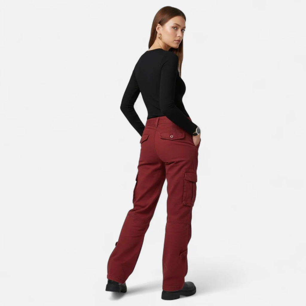 Cargo Pants – Burgundy Straight Leg