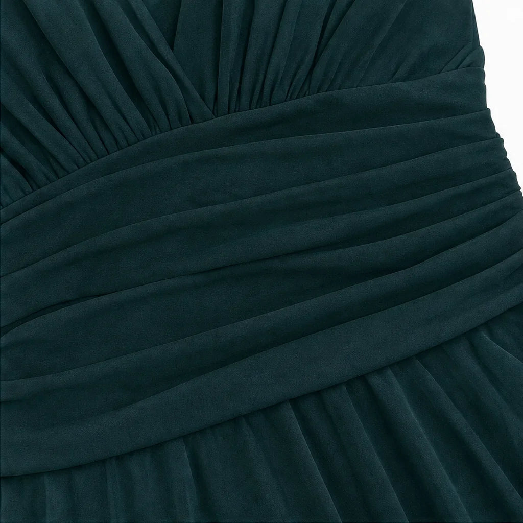 Chiffon Maxi Dress – Dark Brown Off Shoulder Draped Mermaid