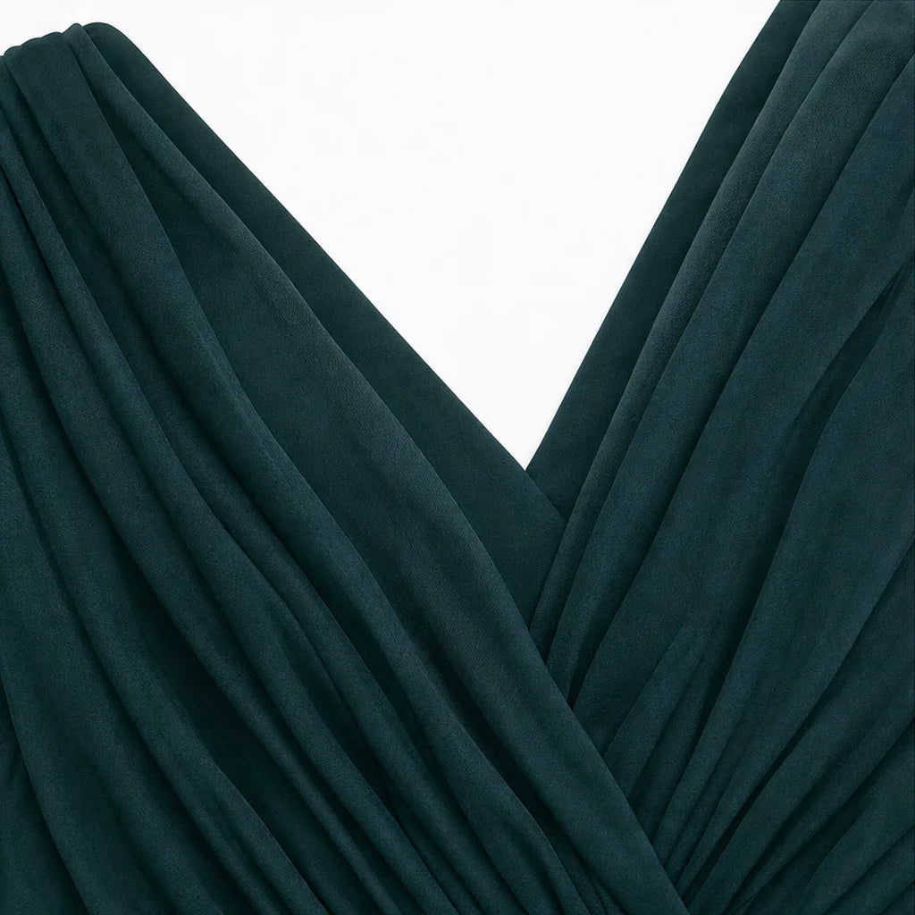 Chiffon Maxi Dress – Dark Brown Off Shoulder Draped Mermaid