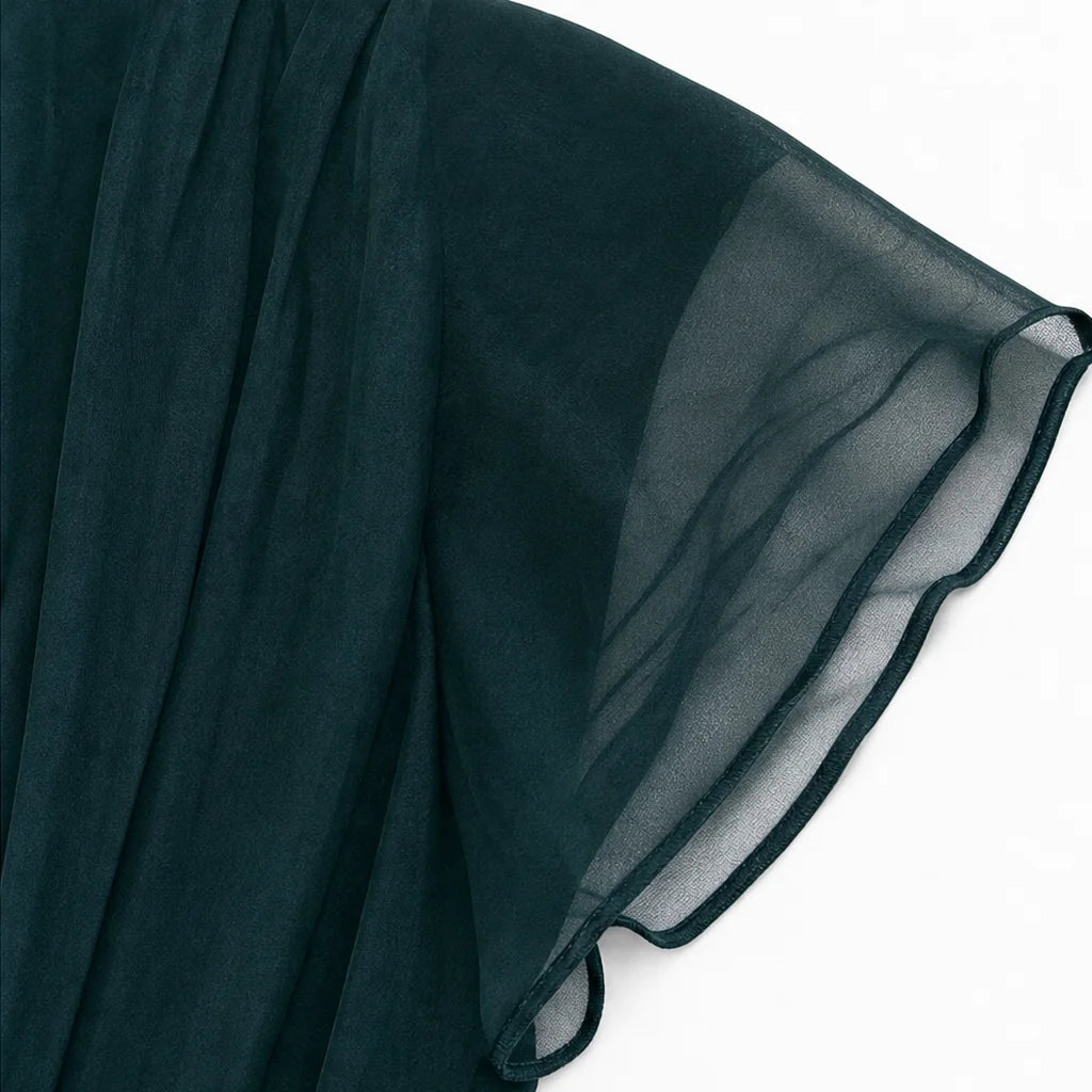 Chiffon Maxi Dress – Dark Brown Off Shoulder Draped Mermaid