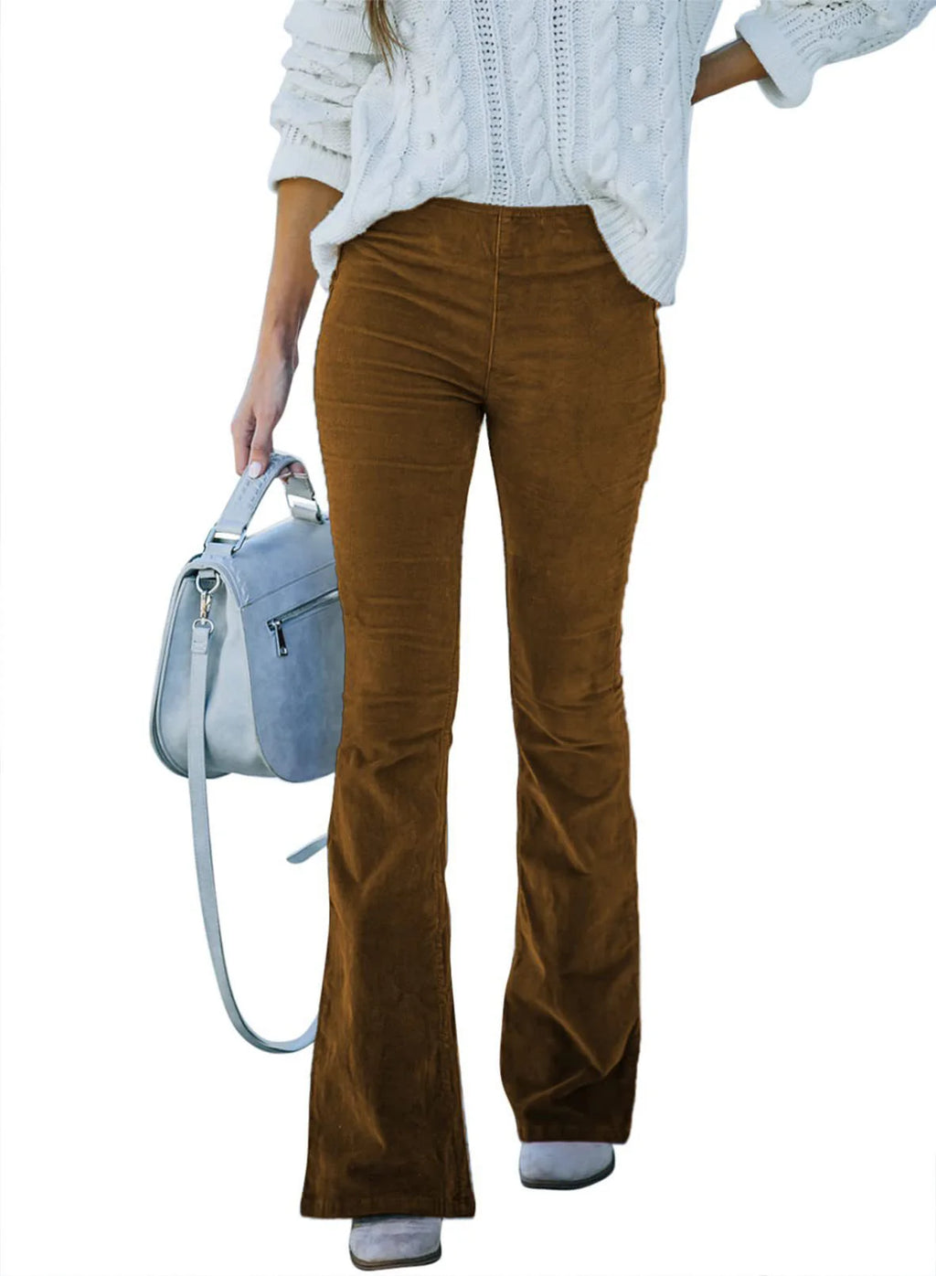 Corduroy Pants – Red High-Waisted Stretch Flare