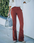 Corduroy Pants – Red High-Waisted Stretch Flare