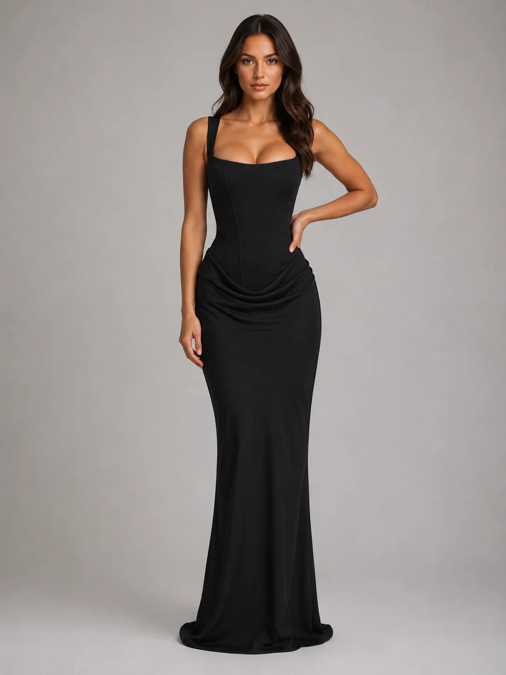 Corset Maxi Dress with Square Neck