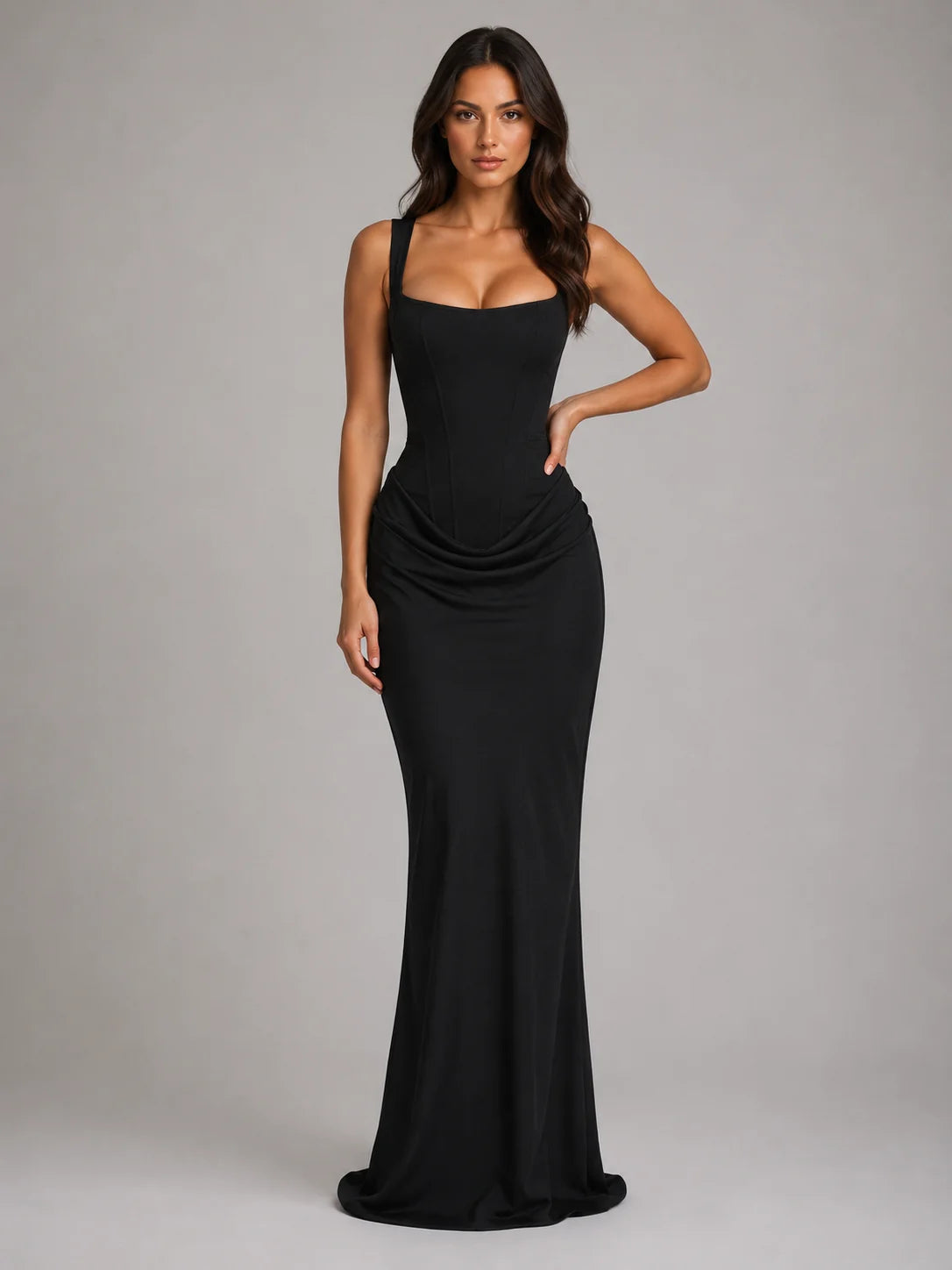 Corset Maxi Dress with Square Neck