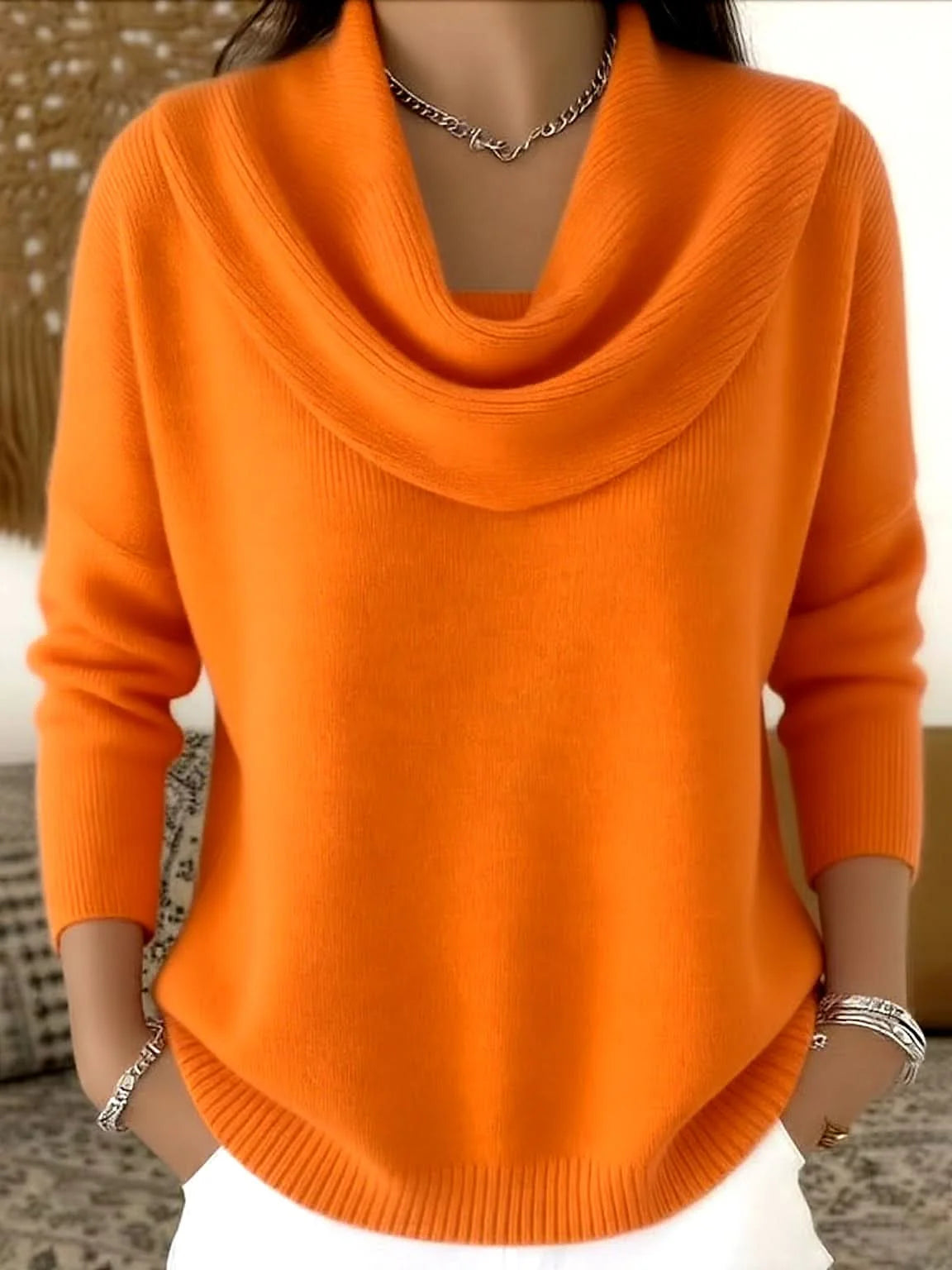 Cowl Neck Relaxed Knit Sweater