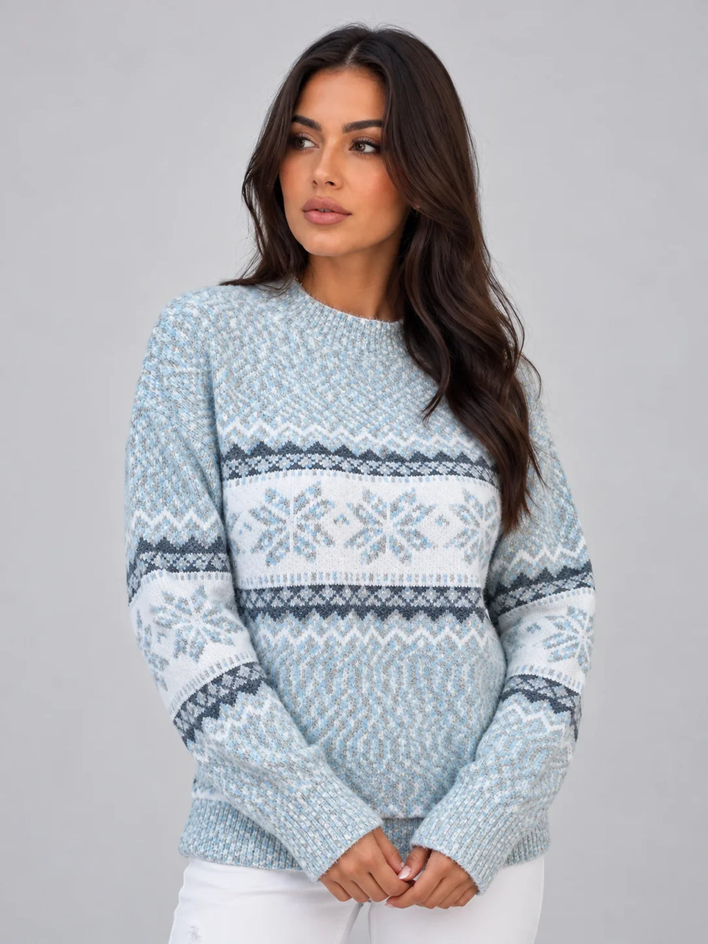 fair isle christmas sweater – Light Blue