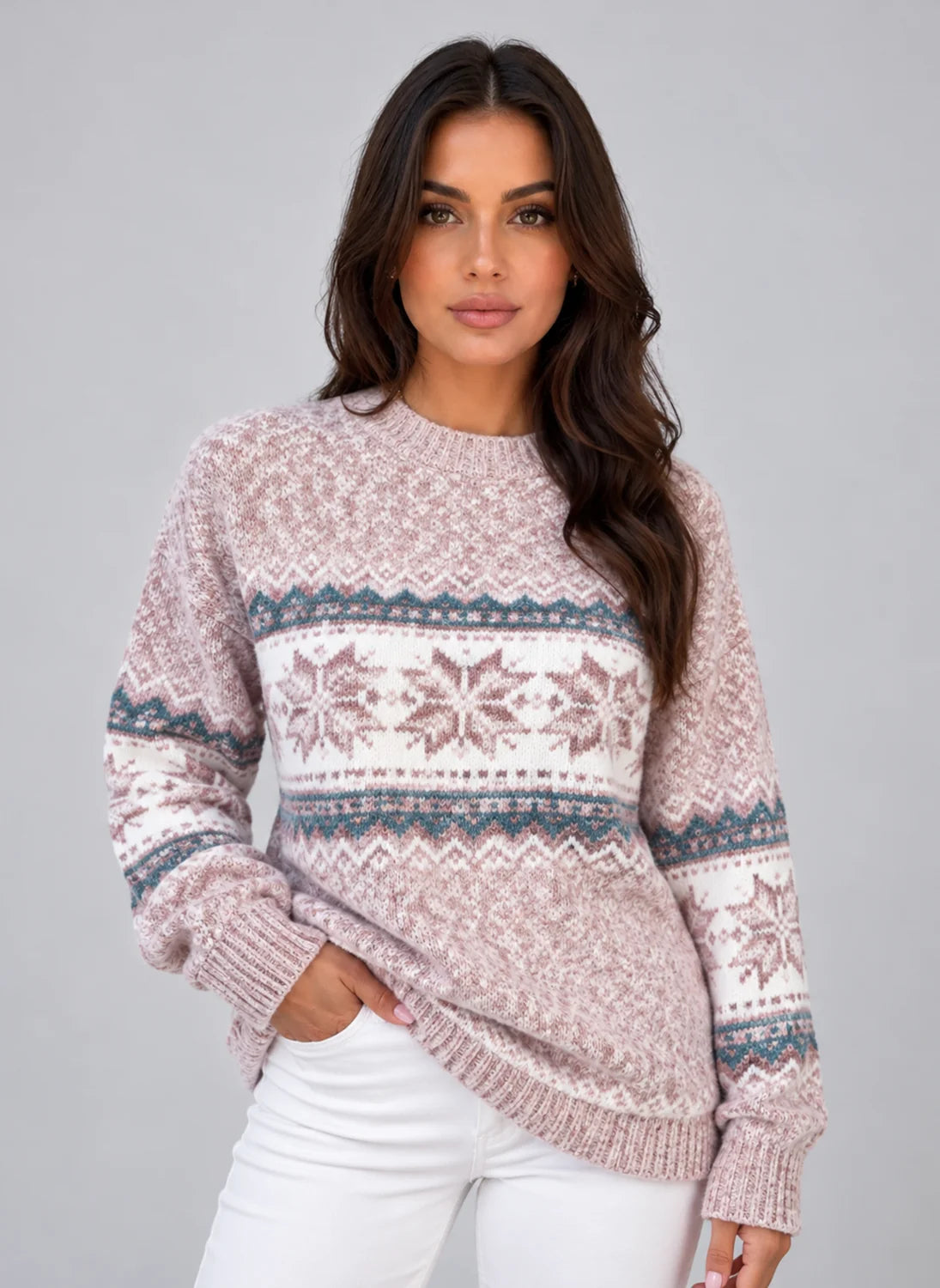 fair isle christmas sweater – Pink