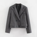 Houndstooth Blazer Double Breasted Cropped
