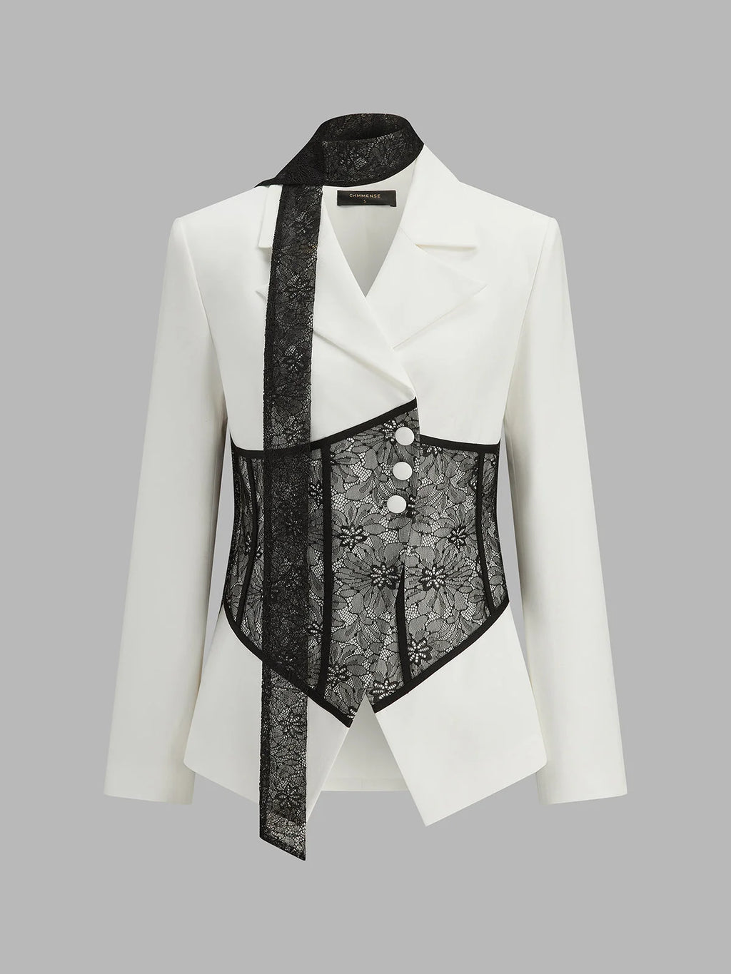 Isabella Lace Corset Blazer with Ribbon Long Sleeve