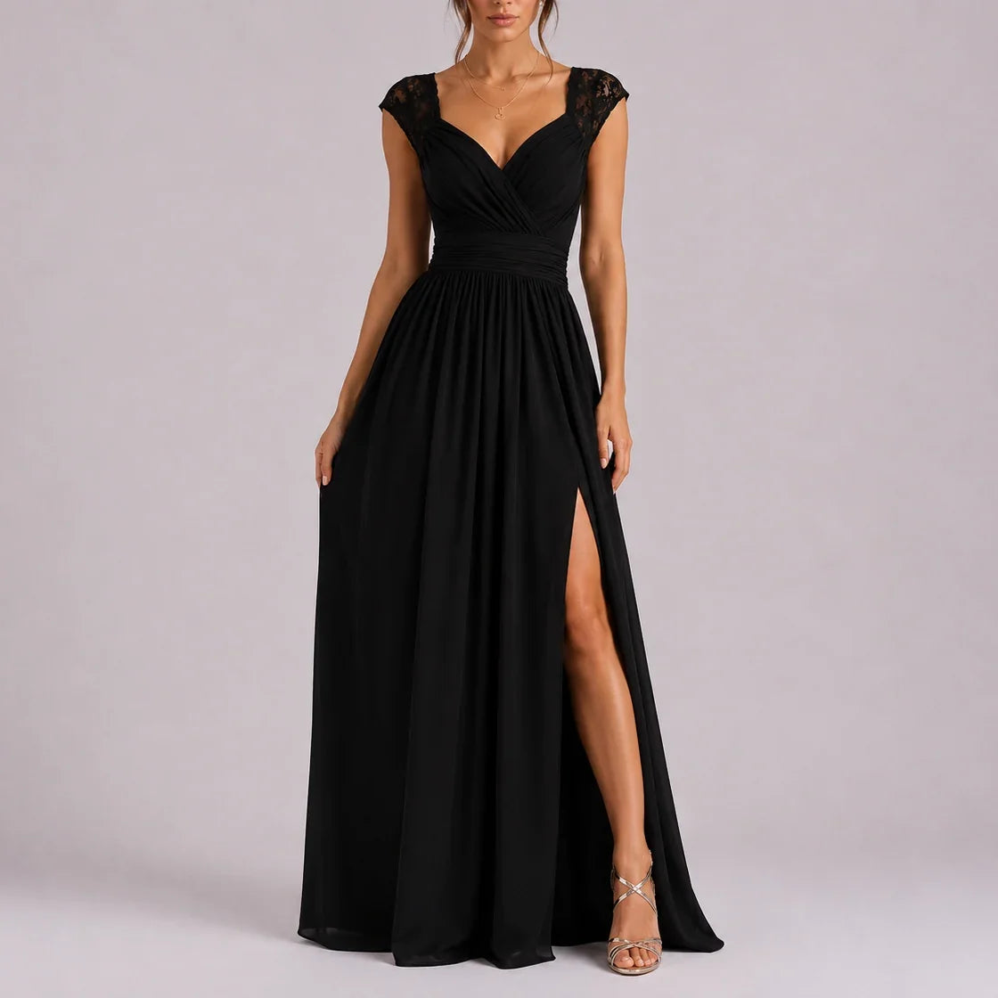 Lace Maxi Dress Formal Wrap with Slit