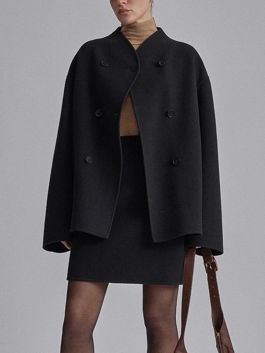 double breasted pea coat women – Black