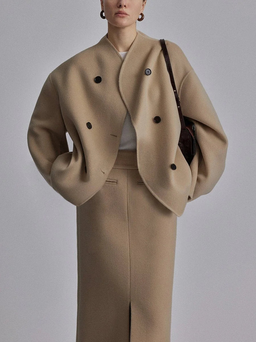 double breasted pea coat women – Khaki
