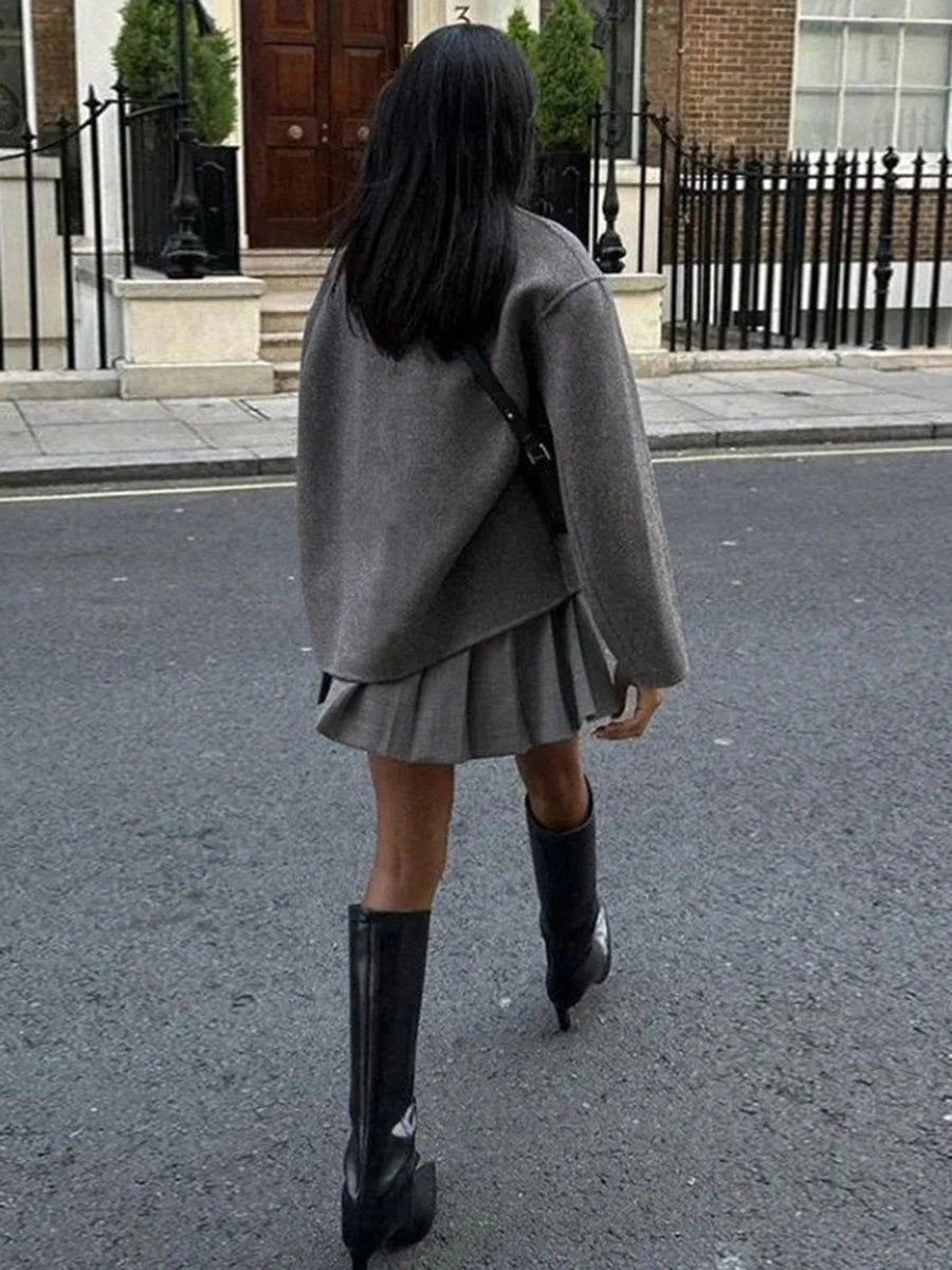 double breasted pea coat women – Taupe