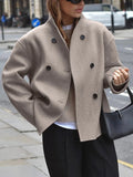 double breasted pea coat women – Taupe