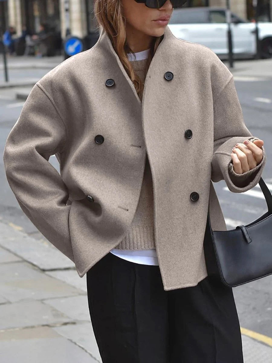 double breasted pea coat women – Taupe