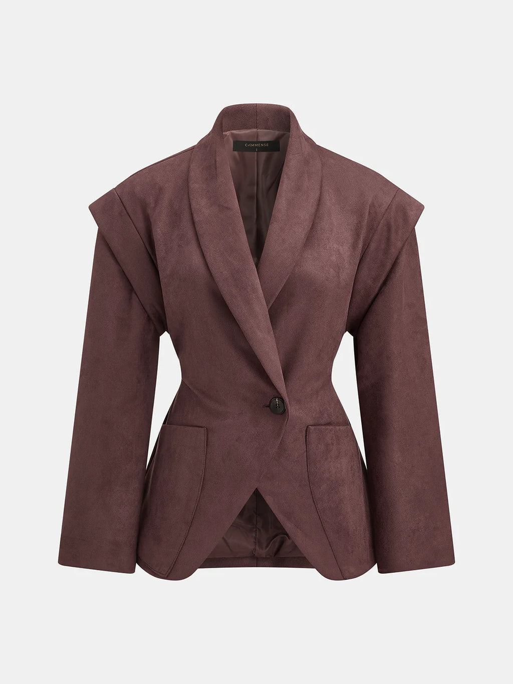 Leonora Faux Suede Blazer Fitted Waist Long Sleeve