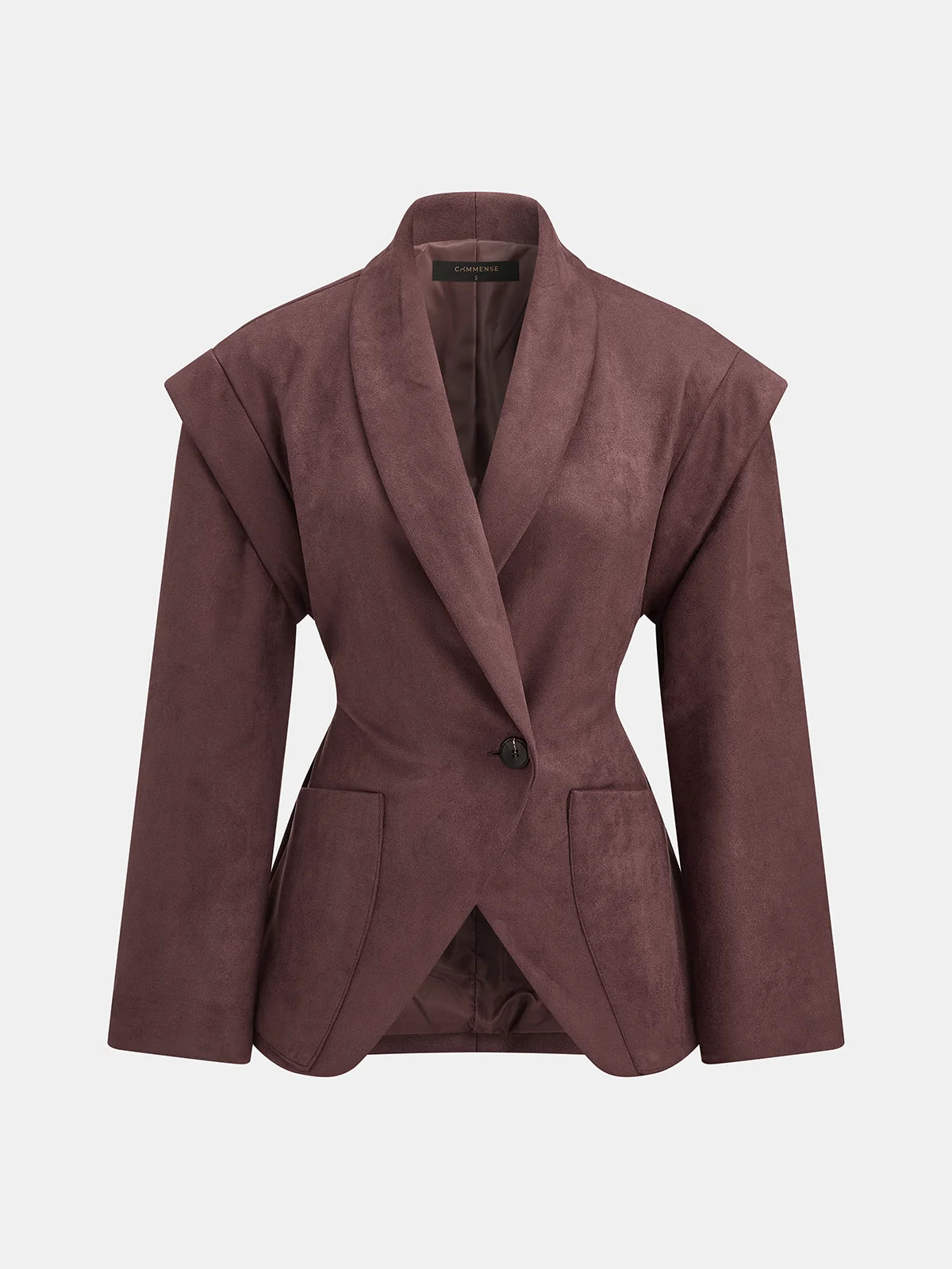 Leonora Faux Suede Blazer Fitted Waist Long Sleeve