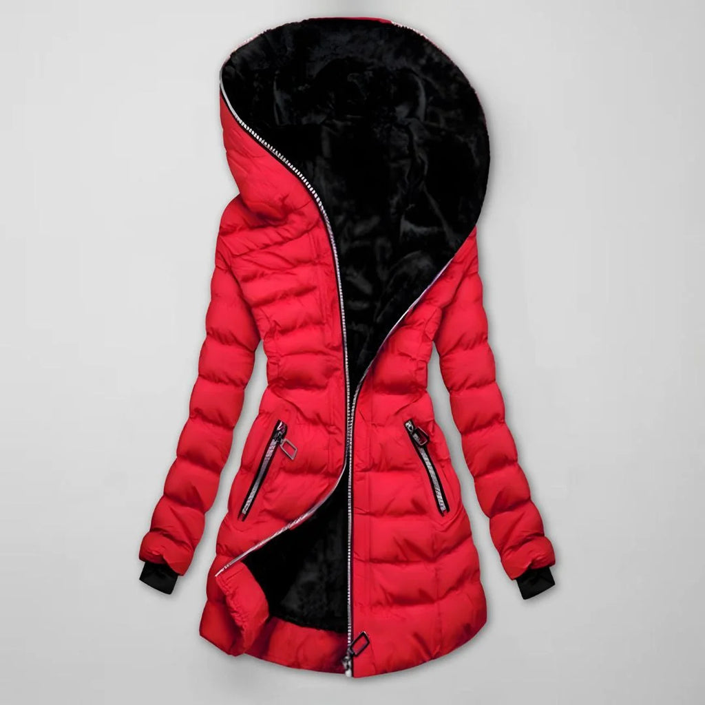 Long Quilted Winter Jacket with Hood