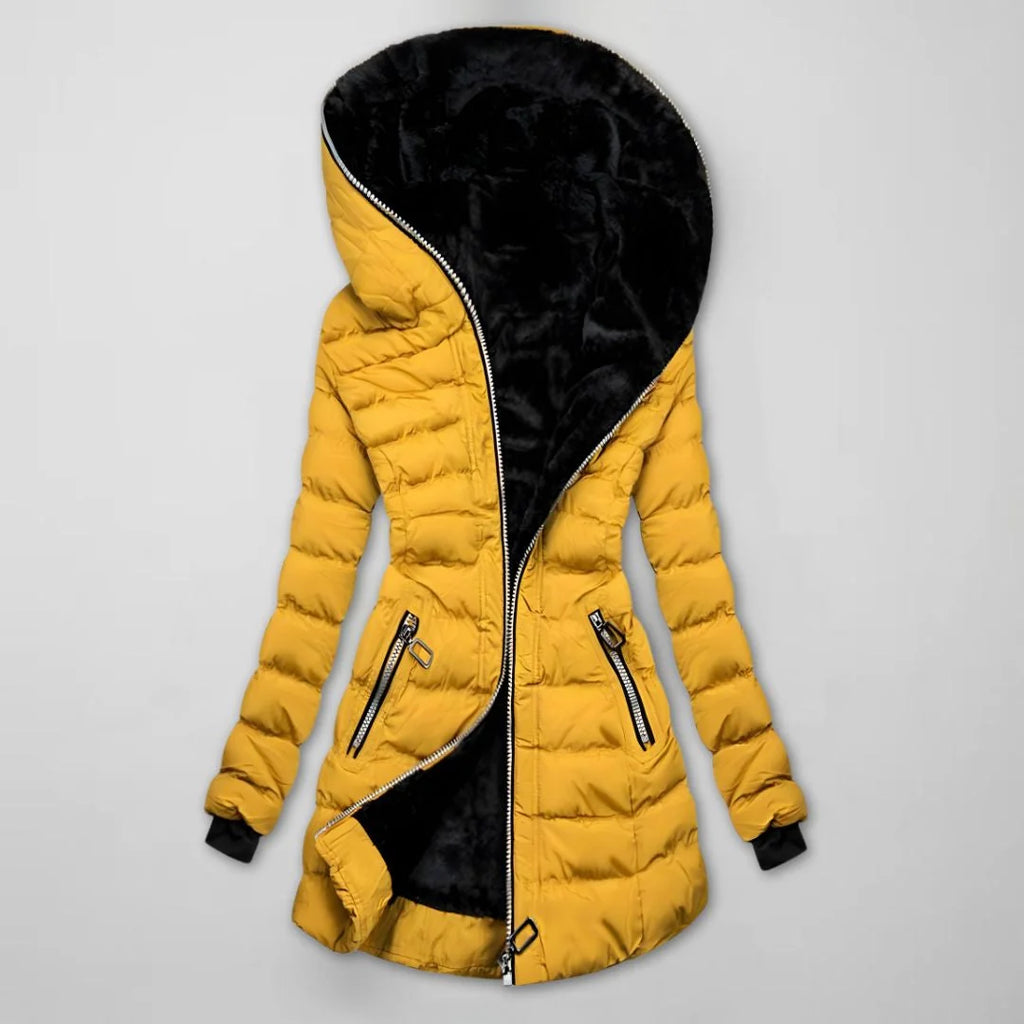 Long Quilted Winter Jacket with Hood