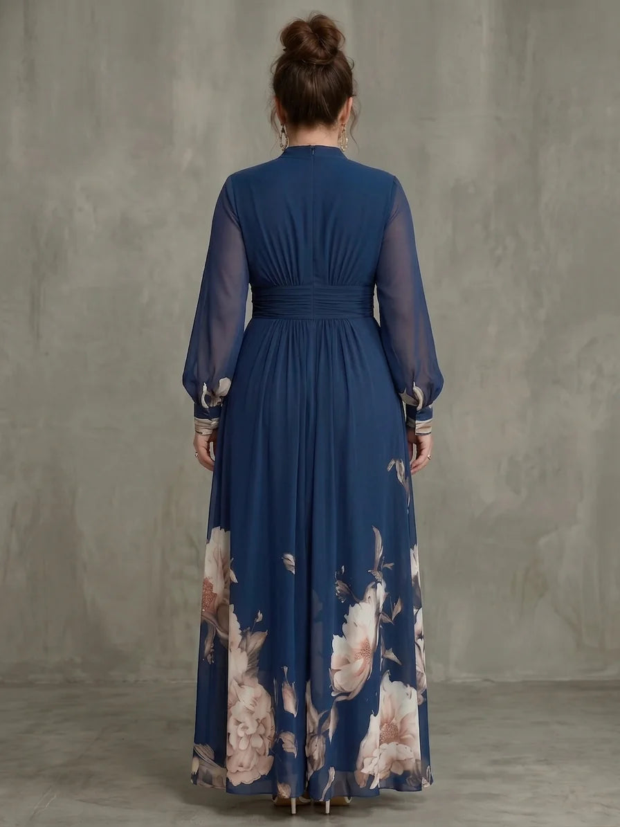 Long Sleeve Maxi Dress with Sheer Sleeves