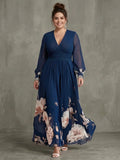 Long Sleeve Maxi Dress with Sheer Sleeves