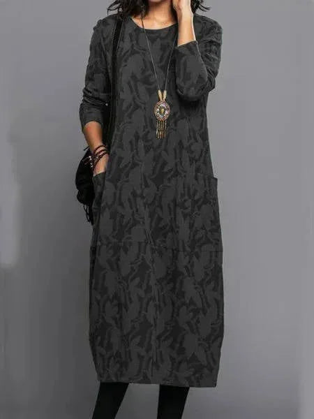 Long Sleeve Midi Dress with Pockets
