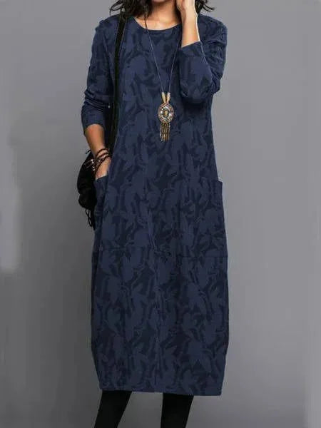 Long Sleeve Midi Dress with Pockets