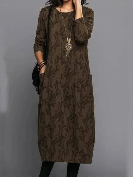 Long Sleeve Midi Dress with Pockets