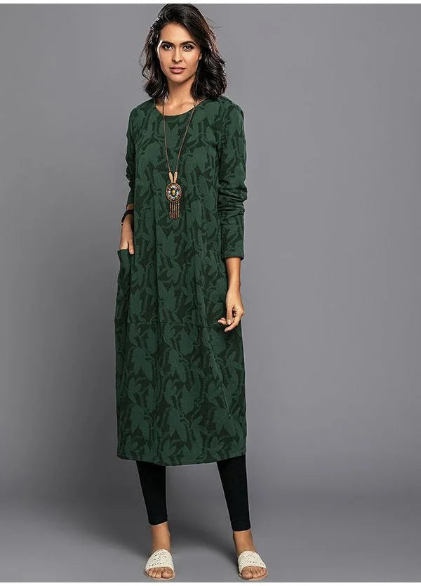 Long Sleeve Midi Dress with Pockets